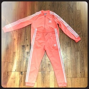 Adidas Junior Kids Tracksuit - Chalk Coral- Girl
